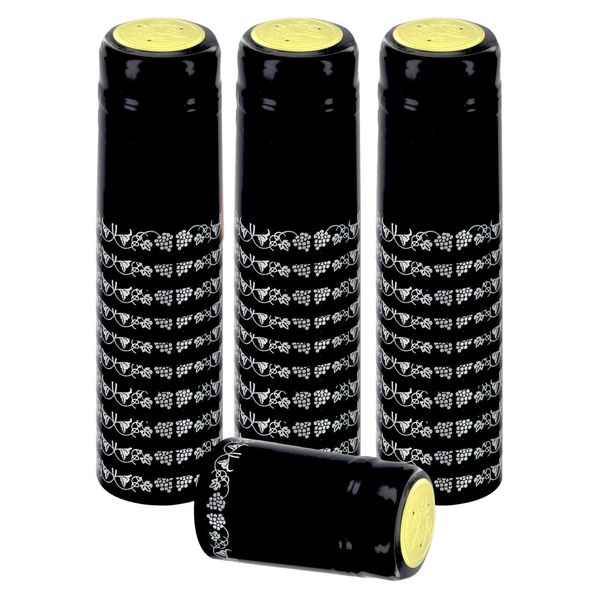 BLACK/SILVER GRAPES PVC SHRINK CAPSULES 30 Pack