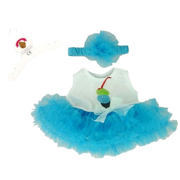 Teddy Bear Clothes Tutu Dress Headband fits Most Build a Bear By Build Your Bears Wardrobe (Blue)