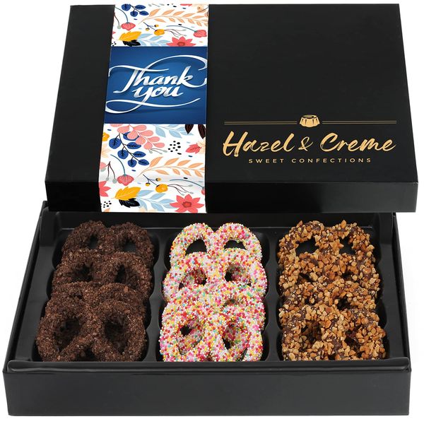 Hazel & Creme Gourmet Pretzels - Thank You Gift Box - Appreciation Gourmet Food Gift Basket, Teachers, Nurses, Employees, Boss, Men Women, Friend, Kosher