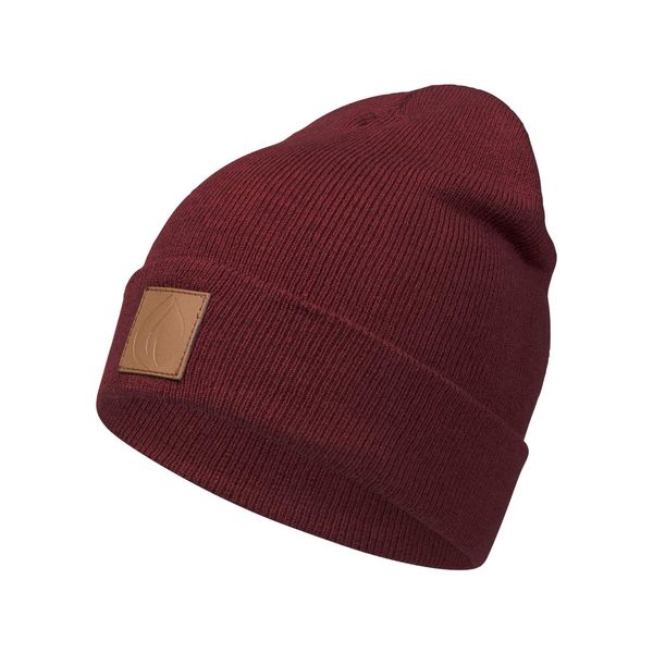 Occulto Leatherpatch Winter Mütze Beanie Bordeaux Rot