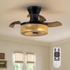 28'' Retractable Ceiling Fan with Lights, Flush Mount Small Caged Low Profile Ce