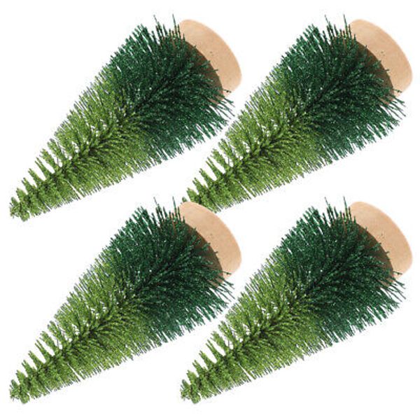 4 Pcs Bottle Brush Trees Mini Craft Pine Christmas Ornaments Xmas Desktop