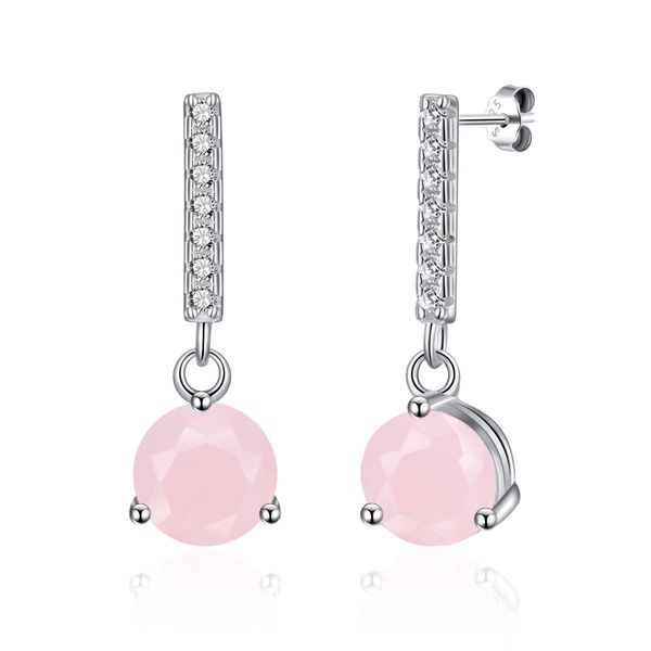 Philip Jones Sterling Silver Rose Quartz Gemstone Drop Earrings