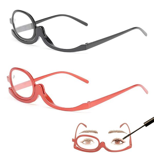 2 Pcs Make Up Glasses, Makeup Glasses, Magnifying Makeup Glasses, Makeup Glasses Flip Up Lens Uk Only, Make Up Glasses Flip 2.50/3.50, Makeup Glasses,Magnifying Cosmetic Readers(+2.50+3.50)