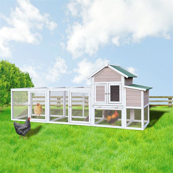 122" Wooden Chicken Coop Hen House Pet Cage Rabbit Hutch with Nesting Box