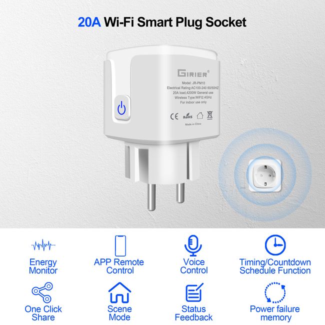 4 Pack WiFi Smart Plug Socket Outlet APP Control Works with Alexa & Google  Tuya