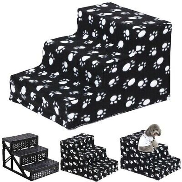 Dog Steps Ladder 3 Steps Pet Stair Step for Bed with Washable Removable Cover