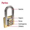 Brass padlock, 45mm, hook long, blister