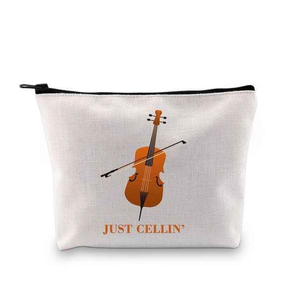 PLITI Cello Geschenk Cello Player Geschenk Cello Musik Lehrer Geschenke Just Cellin' Lustige Cello Make-up Tasche Cellist Musiker Geschenk, Just Cellin Bagu, modisch