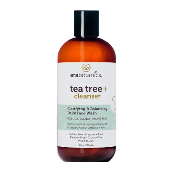 Era Organics Advanced Tea Tree Oil Face Wash for Oily Skin - Soothing and Balancing Salicylic Acid Face Cleanser - Sulfate Free Tea Tree Face Wash