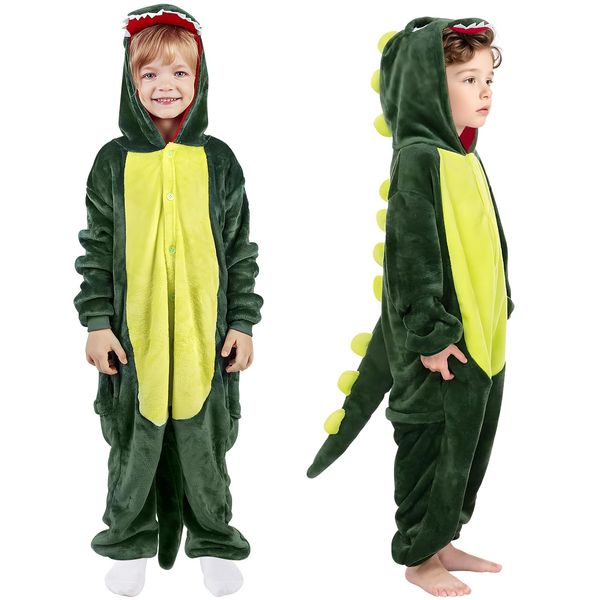 Naturas Bouqutis Dino Kostüm Kinder, Faschingskostüme Kinder Jungen Mädchen, Onesie Drachen Kostüm Kinder, Dinosaurier Kostüm Kinder Tierkostüm für Karneval Fasching Halloween Cosplay