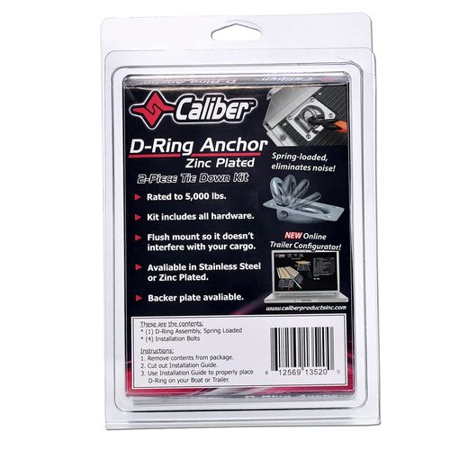 Caliber Stainless-Steel Plated D-Ring Anchor 13521, 2-Pc Tie-Down System