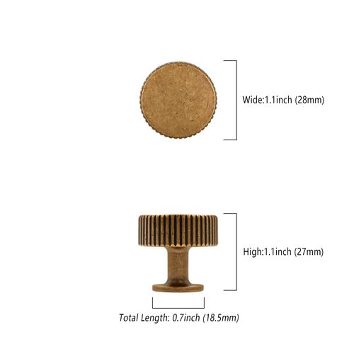 9BUILD 10 Pack Kitchen Cabinet Knobs Antique Brass, Retro Round Drawer Pulls for Bathroom Dresser and Hardware