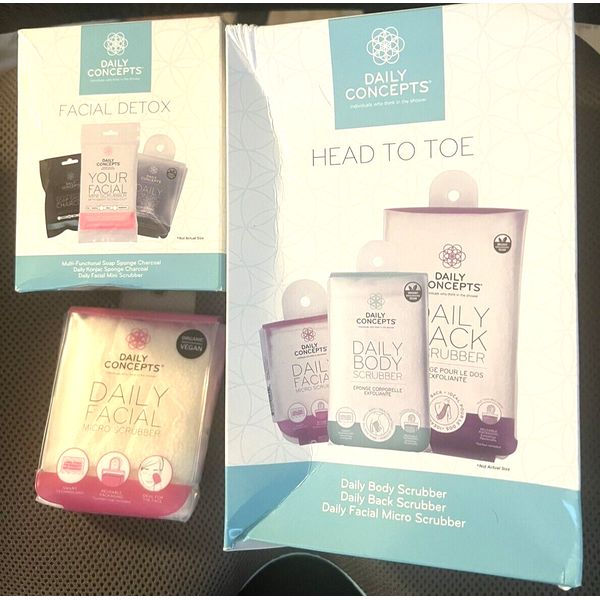 Daily Concepts Head to Toe Gift Set-Facial Detox-Micro Scrubber -NEW-3 ITEMS