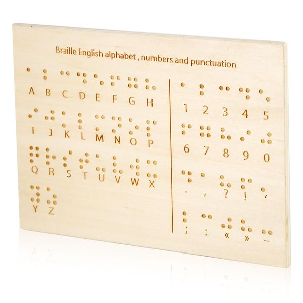 Wooden Letters Practicing Alphabet Board, 123 Numbers Recognition Braille Books Label Maker Braille Books for The Blind Sighted Individuals Escape Games Rooms Teaching