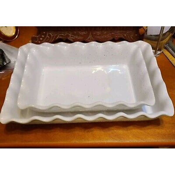 Set Of 2 Stoneware 9x13,  Rectangular Baking Dishes Quality EUC