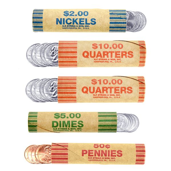 250 Coin Wrappers - Assorted Sizes - 100 Quarters, 50 Pennies, 50 Nickels and 50 Dimes - Made in USA - Durable Preformed Paper Tubes