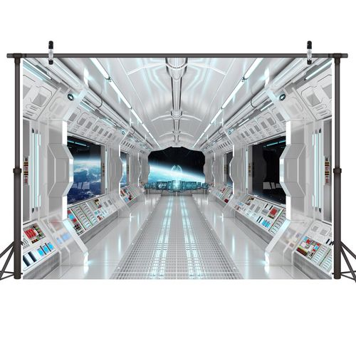 LYWYGG 7x5ft Space Backdrop Spaceship Photography Background Galaxy War Universe Backdrops CP-36