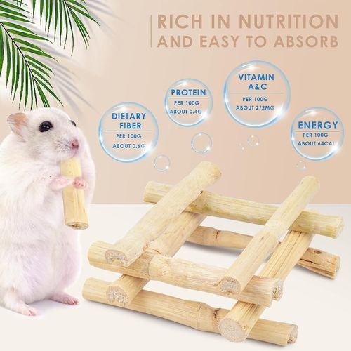 Bissap 170g/0.3Ib Sweet Bamboo Sticks for Rabbits, Bunny Chew Toys for Rabbits Hamster Chinchilla Guinea Pigs Rabbit Squirrel Small Animals Natural Treats Teeth Grinding Chew Sticks