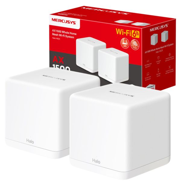 Mercusys WiFi 6 AX1500 Mesh WiFi System, Coverage up to 4,000 ft² (350 m²) Connect over 100 Devices, Full Gigabit Ports, Dual Band Wi-Fi, Seemless Roaming, Easy App Control, Halo H30G(2-pack)