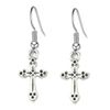 Silver Cross Earrings, Small, Drop Style, Handcrafted (2cm Charm)