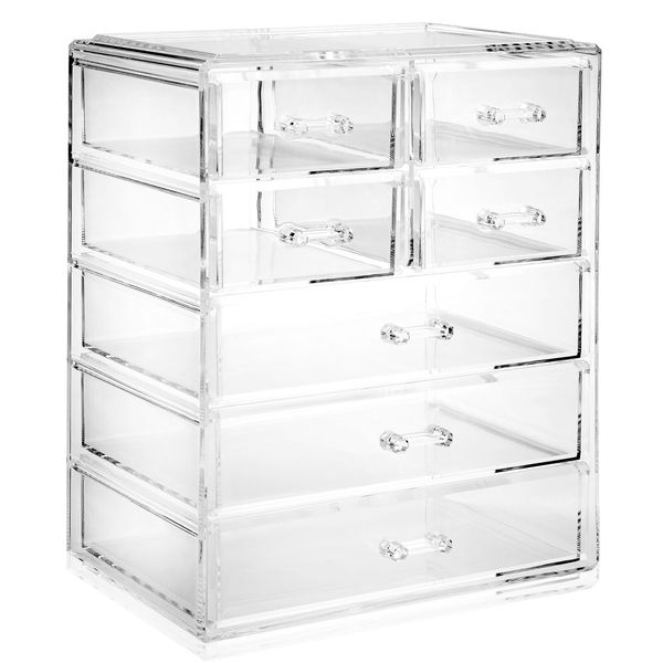 Acrylic Cosmetic Makeup Organizer Jewelry Storage Display 3 Lg 4 Sm Drawer