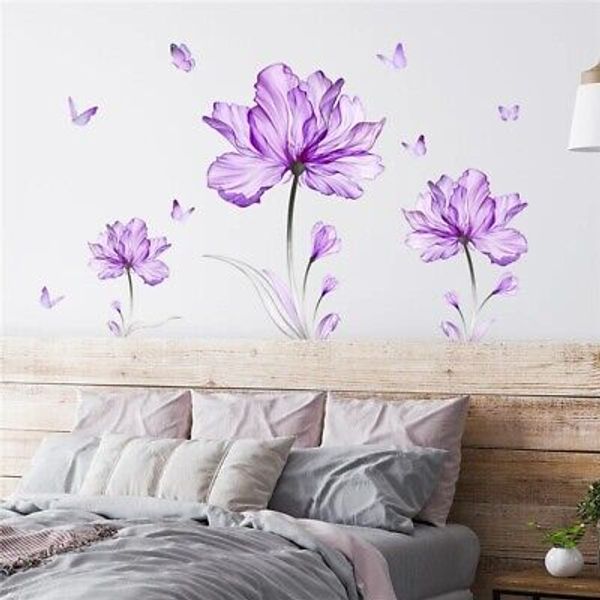 Removable Flower Decal Lotus Wall Stickers 3D Wall Art Girls Bedroom Home Decor