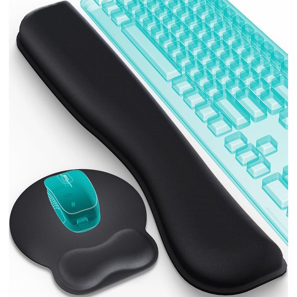 Wrist Rest with Ergonomic Mouse Pad - Memory Foam Desk Cushion for Carpal Tunnel by Everlasting Comfort