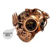 Bronze Half Mask with Functional LED Light, Handmade with 40+ Pieces, Comfortable Elastic Strap