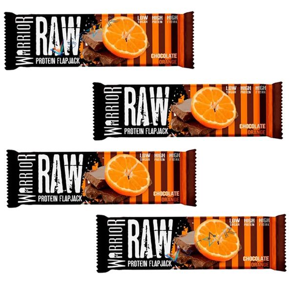 VSTAR Warrior Raw Chocolate Brownie,Orange & Peanut Butter Protein Flapjack Bar 75g (Pack of 4, Chocolate Orange)