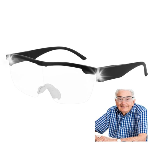 Magnifying Glasses with Light 250% Magnifier Spectacles with LED Lighted Hands Free Wearable Magnifiers Eyeglasses for Hobbies, Reading, Close Work, Crafts, Jewellers