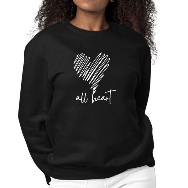 Womens Graphic Sweatshirt Say it Soul - All Heart Line Art Print - Black / M