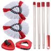 Spin Mop Head Replacement Set, 2 Microfiber Mop Pads+1 Mop Handle+1 Mop Base+1 Cleaning Brush Comb, Shower Floor Scrubbing Brush Replace Head Deck Scrubber