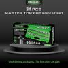34PCS Master TORX Bit Socket Set,S2 Alloy Steel,Solid Star & Tamper Proof T6~T70