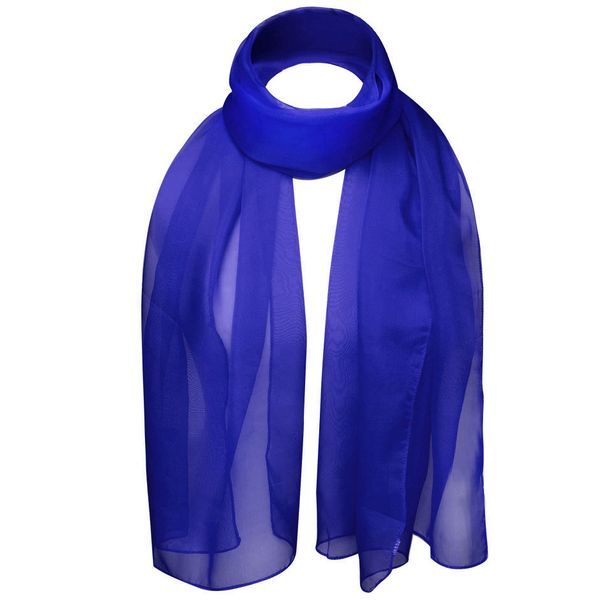 Basic Sense Plain Chiffon Soft Sheer Scarf, Royal Blue