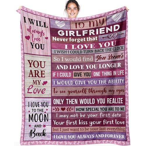 HyggeHub Girlfriend Blanket for Girlfriend Gifts,Best Romantic Anniversary Birthday Christmas Valentines Gifts for Her,60"x50" Blanket
