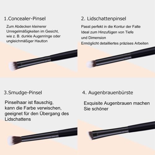 MSQ Set of 4 Eye Brush Set Makeup Eyeshadow Brush Set Makeup Blender Brush Eye Brush Sets Blending Brush Eye Brush Set Makeup Brush Set Eyeshadow Brush Black