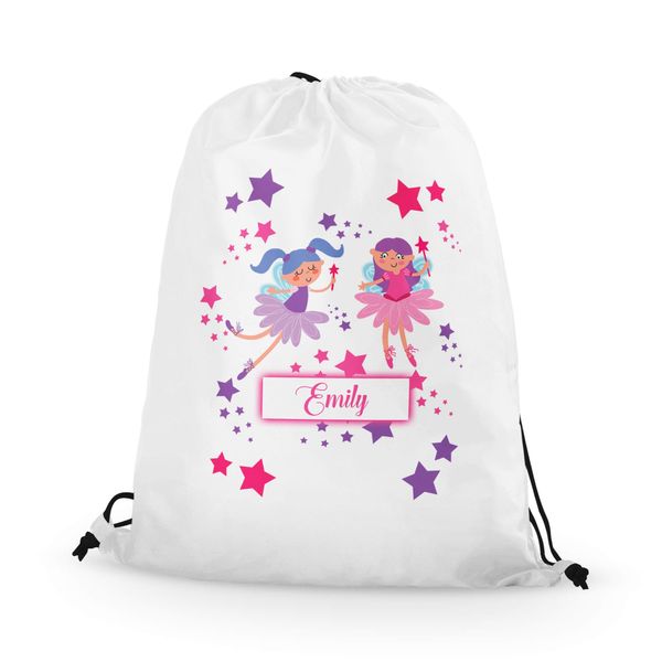 SMARTYPANTS Personalised Fairy Magic Kid's Drawstring Bag - Children's School P.E Sports Bag (White)