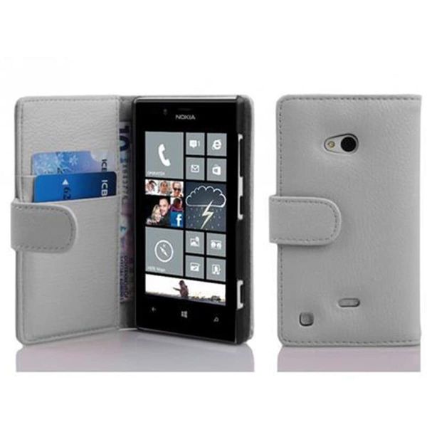 Cadorabo Hülle kompatibel mit Nokia Lumia 720 in Magnesium WEIß - Schutzhülle aus Strukturiertem Kunstleder und Kartenfach