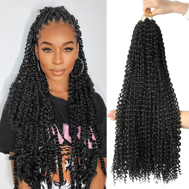 Beyond Beauty Passion Twist Hair 24Inch 6Packs Water Wave Crochet Hair Pre-Looped Long Bohemian Crochet Braids Hair For Black Woman Synthetic Curly Hair Extensions for Butterfly Faux Locs