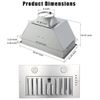 800CFM Built-In Range Hood 20 inch Kitchen Insert Vent 3-Speed Powerful Suction