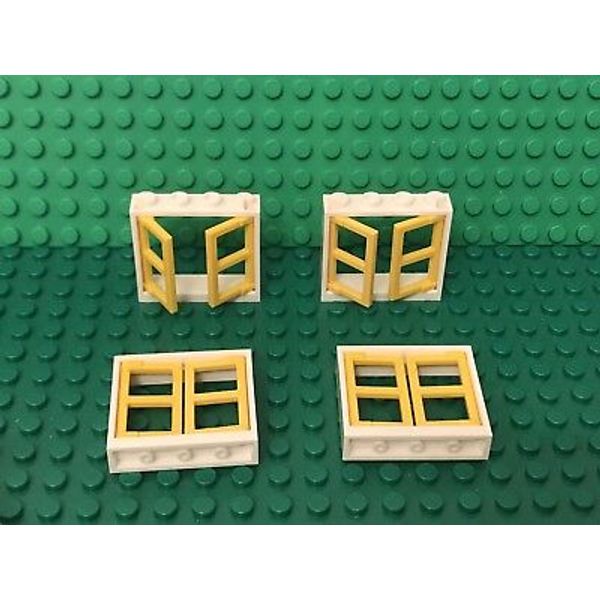 Lego 4 White Window Frame 1x4x3 With 1x2x3 Pane / City / Friends Home Building