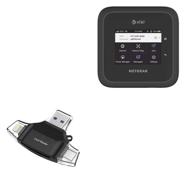 BoxWave Smart Gadget Compatible with Netgear Nighthawk M6 Mobile Hotspot (MR6110) - AllReader SD Card Reader, microSD Card Reader SD Compact USB - Jet Black