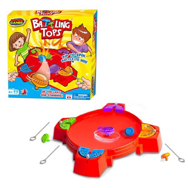 Battling Tops - The Original Classic Spinning Tops Game Set for 2-4 Kids. Insert, Press & Pull! Drop Battle Gyros in The Stadium to Combat with Each Other. Ages 6+ Boys & Girls