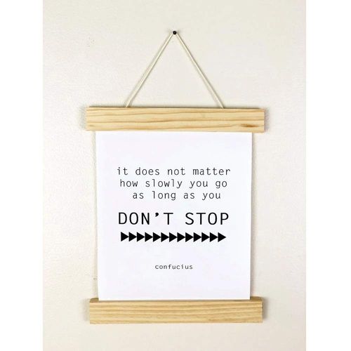 Foundations Décor, 9" Magnetic Click Sticks, Wooden Poster Frame - Natural Finish, Set of 3 Prints (Home, Don't Stop, Expert)