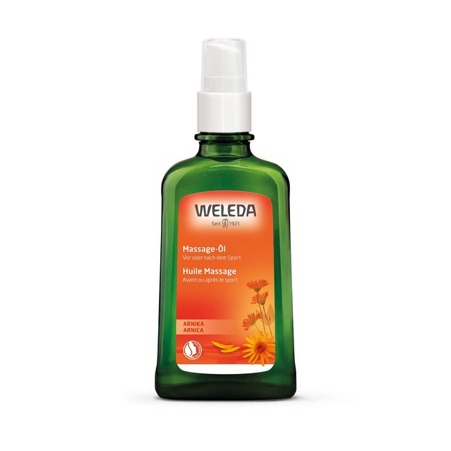 WELEDA Arnica Massage Oil, 3.4 fl oz (100 ml), Sports Body Massage Oil, Clear Herbal Scent, Naturally Derived Ingredients, Organic, Rosemary Scent, Orange, 3.4 fl oz (100 ml) (x1)