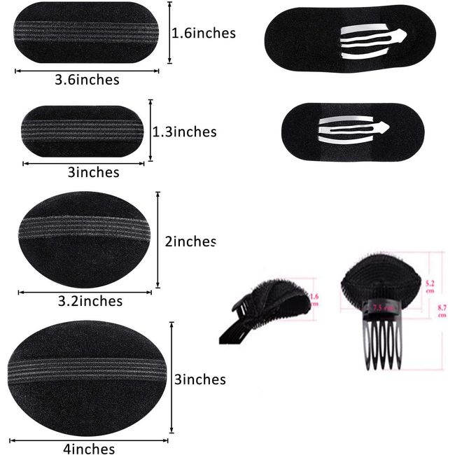 YKKJ Haar Volumen Bump Up Einsatz Clip,Haar Bump Up Kamm Clip 6 Stück Schwamm Haar Clips Styling Insert Flecht Werkzeug für Frauen Mädchen DIY Frisur