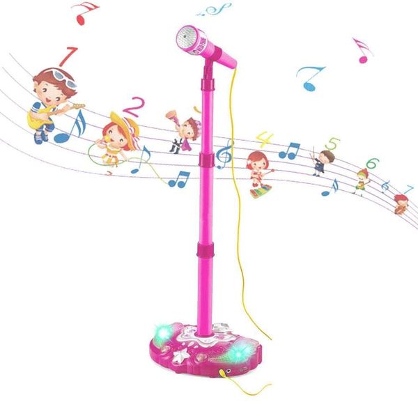 KidPlay Kids Karaoke Microphone Adjustable Stand Pop Star Musical Toy Pink