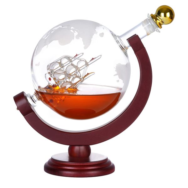 Oaksea Whiskey Globe Decanter 35 Oz Gifts for Men Dad, Anniversary Unique Gifts for Him Husband Boyfriend, Birthday Gift For Brother, Bourbon Wine Mancave Cool Liquor Decanter Present