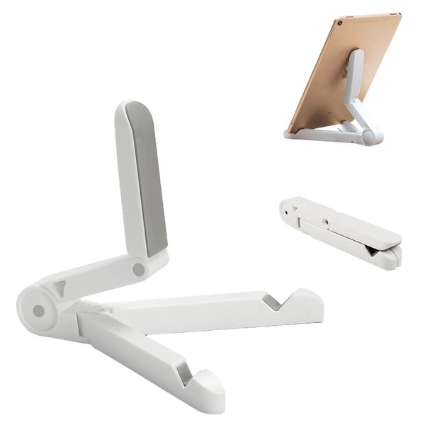 BAOWUABJ Tablet Stands and Holders Adjustable,iPad Stand, Portable Tablet Stand Holder for iPad, Kindle Fire Tablets, Desktop Mobile Phone Stand (White)